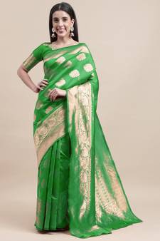 Green Woven  Art Silk Saree With Blouse