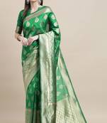 Green Woven  Art Silk Saree With Blouse