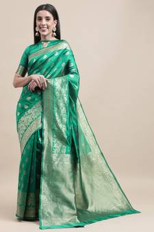Green Woven  Art Silk Saree With Blouse