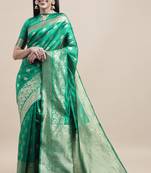 Green Woven Art Silk Saree With Blouse