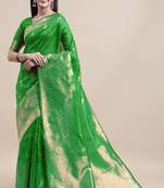 Green Woven Art Silk Saree With Blouse