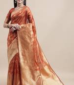 Orange woven  Art Silk saree with blouse