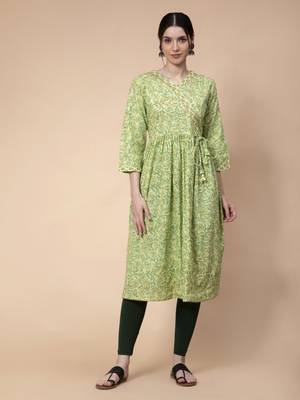 Light-green printed cotton kurtas-and-kurtis 1
