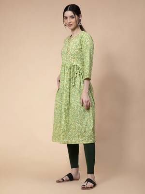 Light-green printed cotton kurtas-and-kurtis 2