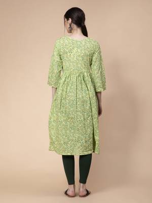 Light-green printed cotton kurtas-and-kurtis 4