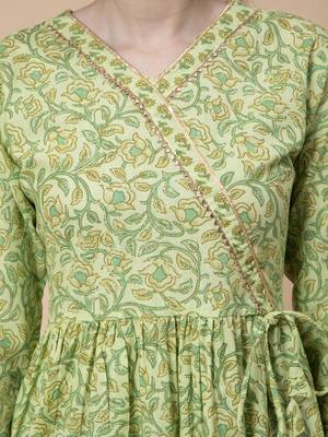 Light-green printed cotton kurtas-and-kurtis 5