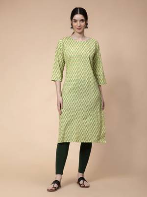 Light-green printed cotton kurtas-and-kurtis 1