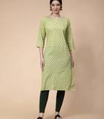 Light-green printed cotton kurtas-and-kurtis