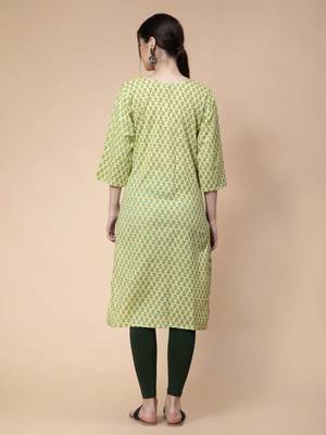 Light-green printed cotton kurtas-and-kurtis 4