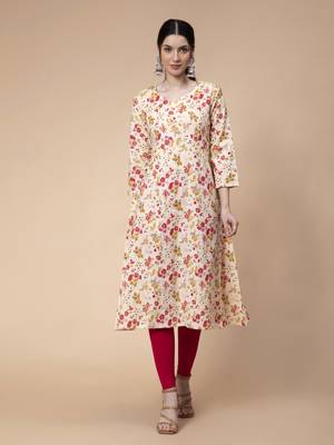 Off-white printed cotton kurtas-and-kurtis 1