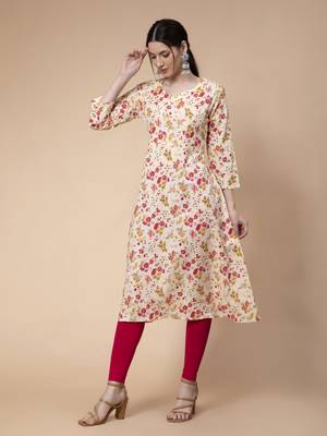 Off-white printed cotton kurtas-and-kurtis 2