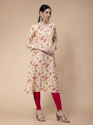 Off-white printed cotton kurtas-and-kurtis 3