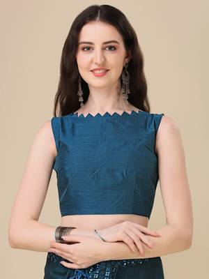Blue embroidered georgette saree with blouse 4