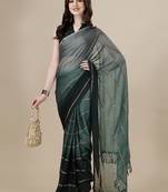 Green embroidered silk saree with blouse