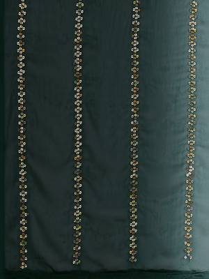 Green embroidered silk saree with blouse 5