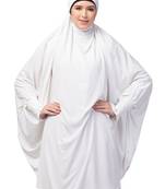 Nazneen Ready to Wear tie at back smoking at wrist with Naqab instant Khimer Prayer hijab For Hajj and Umrah