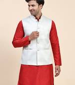 Anny's Culture Sea Green Floral Pattern Polyester Wedding Nehru Jacket (Coti)