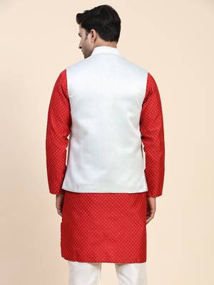 Anny's Culture Sea Green Floral Pattern Polyester Wedding Nehru Jacket (Coti) 2