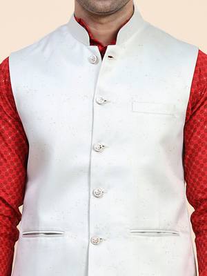 Anny's Culture Sea Green Floral Pattern Polyester Wedding Nehru Jacket (Coti) 5