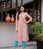 Multicolor embroidered silk kurtas-and-kurtis
