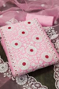 Baby-pink embroidered organza salwar