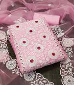 Baby-pink embroidered organza salwar