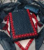 Blue embroidered organza salwar