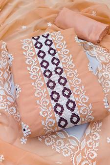 Peach embroidered georgette salwar