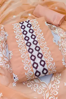 Peach embroidered georgette salwar