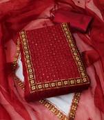 Maroon embroidered organza salwar