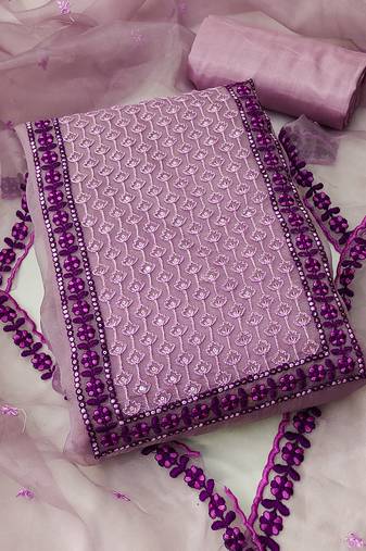 Purple embroidered organza salwar