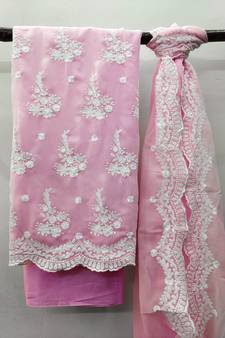 Baby-pink embroidered georgette salwar