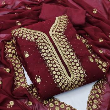Maroon embroidered georgette salwar 1