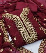 Maroon embroidered georgette salwar
