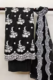 Black embroidered georgette salwar