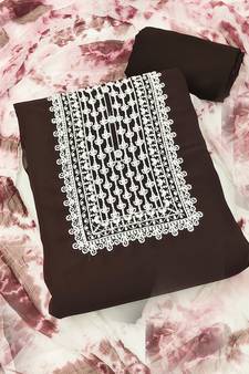 Brown embroidered georgette salwar