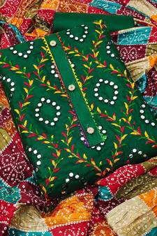 Green embroidered cotton salwar