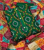 Green embroidered cotton salwar