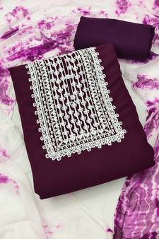 Magenta embroidered georgette salwar
