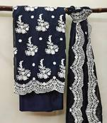 Blue embroidered georgette salwar