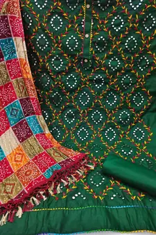 Green embroidered cotton salwar