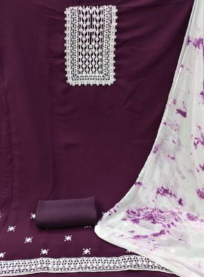 Magenta embroidered georgette salwar 2