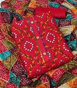 Red embroidered cotton salwar