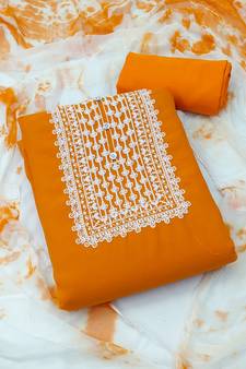 Orange embroidered georgette salwar