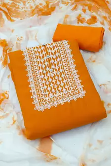 Orange embroidered georgette salwar