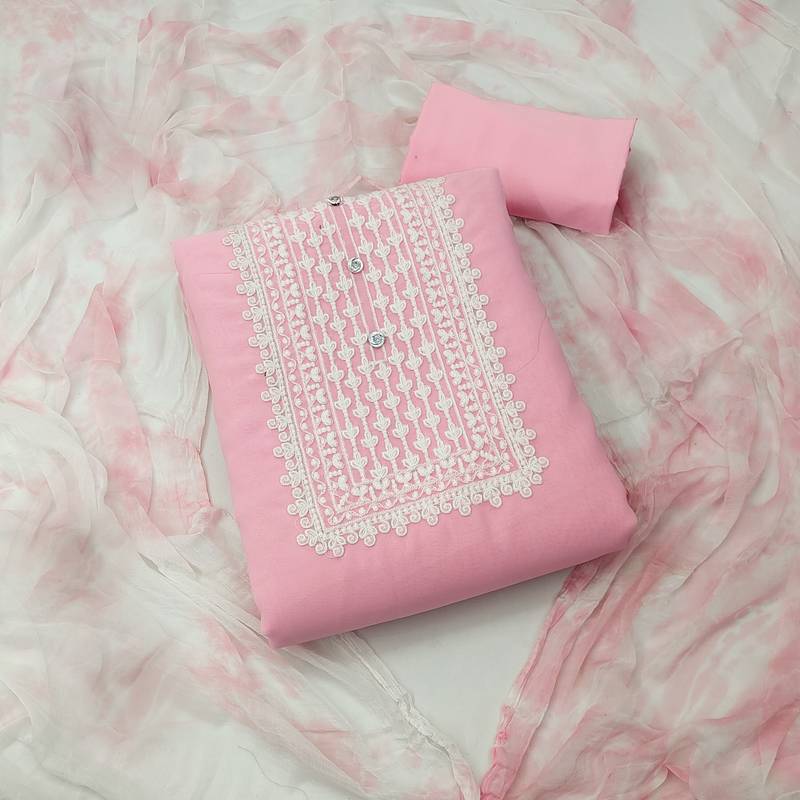 Pink embroidered georgette salwar