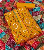 Yellow embroidered cotton salwar