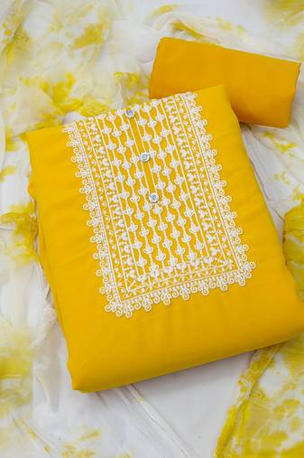 Yellow embroidered georgette salwar
