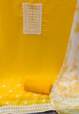 Yellow embroidered georgette salwar 2