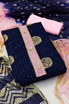 Blue printed jacquard salwar